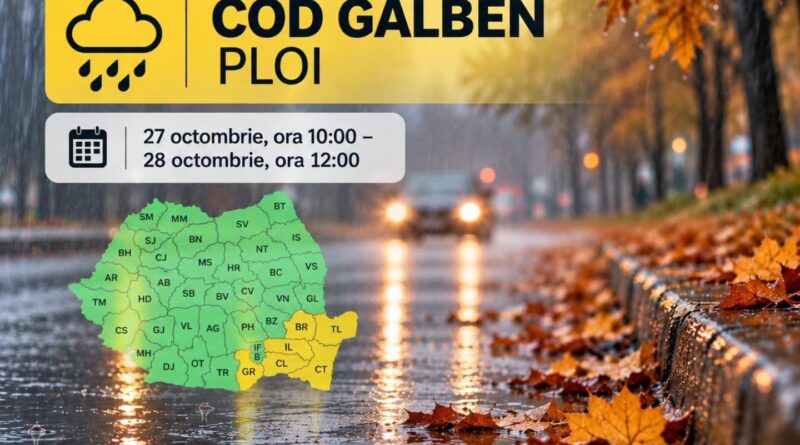 ANM: Două zile de ploi abundente la Giurgiu